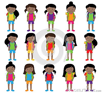 Collection of Cute and Diverse Vector Format Female Students or Graduates Vector Illustration