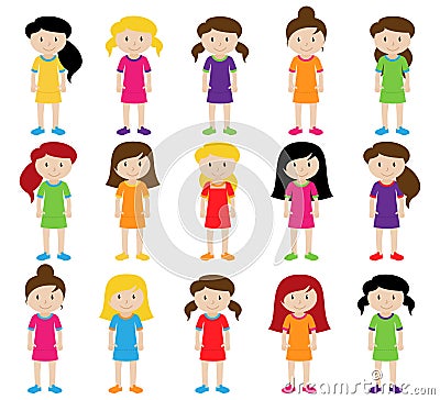 Collection of Cute and Diverse Vector Format Female Students or Graduates Vector Illustration