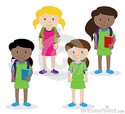 Collection of Cute and Diverse Vector Format Female Students or Graduates Vector Illustration