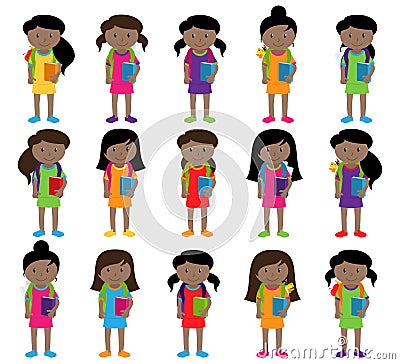 Collection of Cute and Diverse Vector Format Female Students or Graduates Vector Illustration