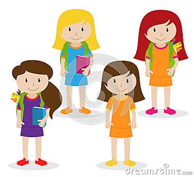 Collection of Cute and Diverse Vector Format Female Students or Graduates Vector Illustration