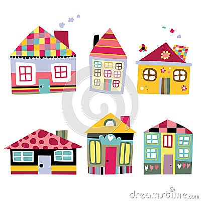 Collection of cute houses Vector Illustration