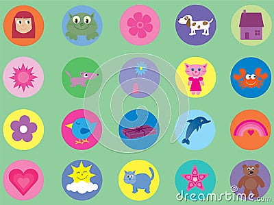 Collection of cute icons for kids - 2 Stock Photo