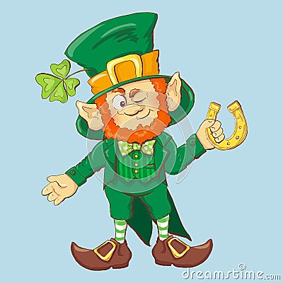 Collection of Leprechaun for Saint Patricks design. Cartoon Illustration