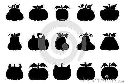 Collection of cute new ghost Halloween pumpkin vector Stock Silhouettes Vector Illustration