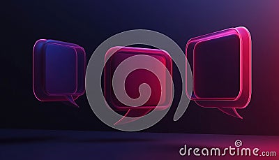 Collection Of 3d Speech Bubbles: Conversational Elements, Messaging Tools. High-Quality Graphics For Web Design And Stock Photo