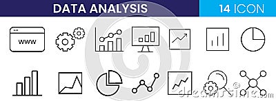 Collection of data analysis business icon vector. charts, graphs, pie charts, bar graph, growth, trend icon vector Vector Illustration