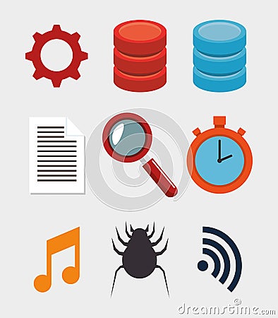 collection data server hosting elements Cartoon Illustration