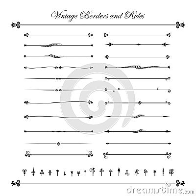 Collection of decorative line elements, border and page rules ve Vector Illustration