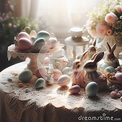 Collection of delicate antique looking Easter objects Stock Photo