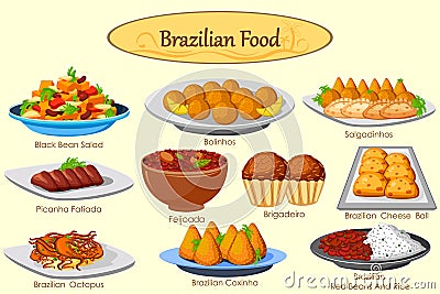 Collection of delicious Brazilian food Vector Illustration