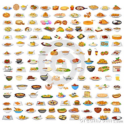 Collection of delicious food Vector Illustration