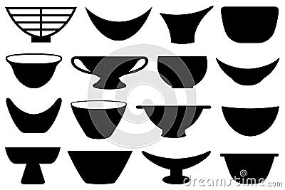 Collection of different bowls Vector Illustration