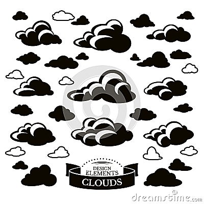 Collection of different cloud icons Vector Illustration