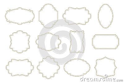 Collection of different curly frames for text, labels. Contour frames, icons Vector Illustration
