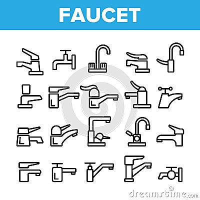 Collection Different Faucet Sign Icons Set Vector Vector Illustration