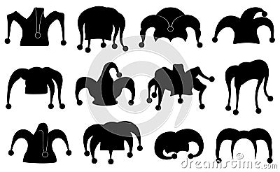 Collection of different harlequin hats Vector Illustration