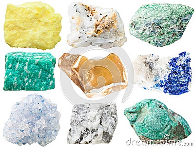 Collection of different mineral rocks and stones Stock Photo