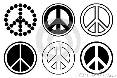 Collection of different peace signs isolated on white Vector Illustration