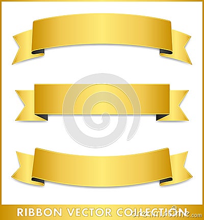 Shiny Gold Ribbon Collection Vector Illustration