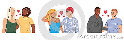 Collection of Different Types of Couples. Vector Illustration