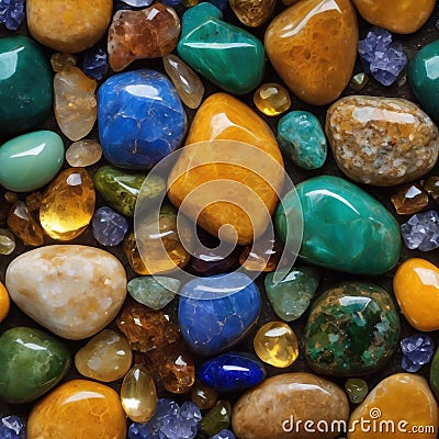 Semi precious gemstones of different colors Stock Photo