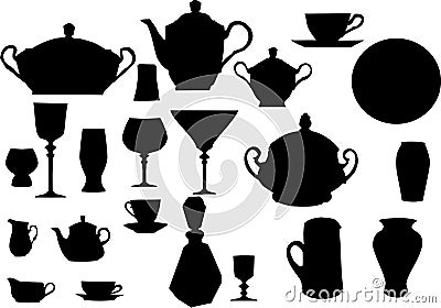 Collection of dishware Vector Illustration