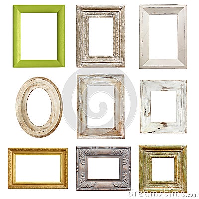 Collection of Distressed Picture Frames Stock Photo