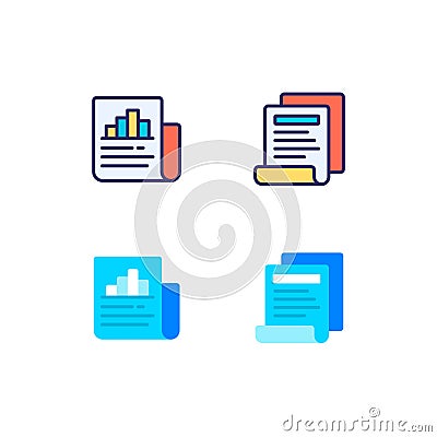 Collection of document icon in different style. Colourful vector illustration designed . Premium Vector Cartoon Illustration