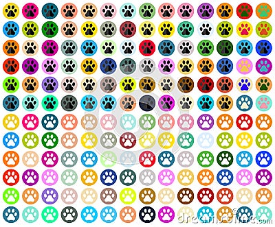 Collection of dog paw buttons 168 Vector Illustration