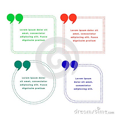 collection of double inverted comma mark template for web feedback or comment Vector Illustration