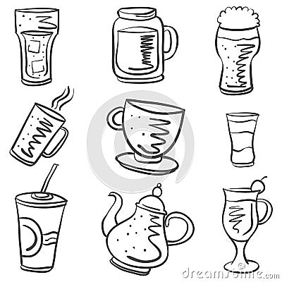 Collection drink various of doodle style Vector Illustration