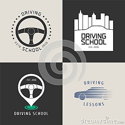 Collection of driving license school vector logo Vector Illustration