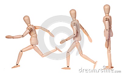 Collection of dummy wooden human figurine Stock Photo