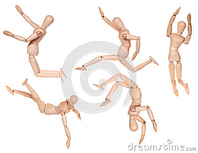 Collection of dummy wooden human figurine Stock Photo