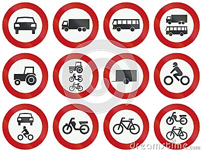 Collection of Dutch regulatory road signs Stock Photo