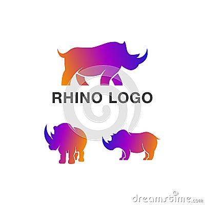 Amazing Elegant Modern Colorful Rhino Vector Set Collection Logo Design Vector Illustration