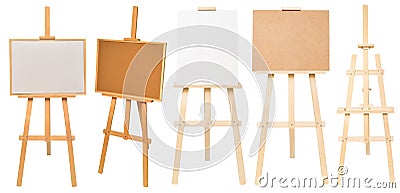 Collection easel empty for drawing isolated on white background Stock Photo