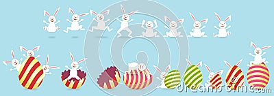 Collection of Easter bunny character and egg Vector Illustration