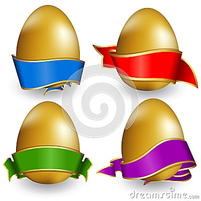 Collection easter egg with ribbon Vector Illustration