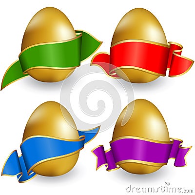 Collection easter egg with ribbon Vector Illustration