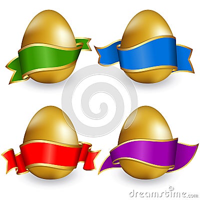 Collection easter egg with ribbon Vector Illustration
