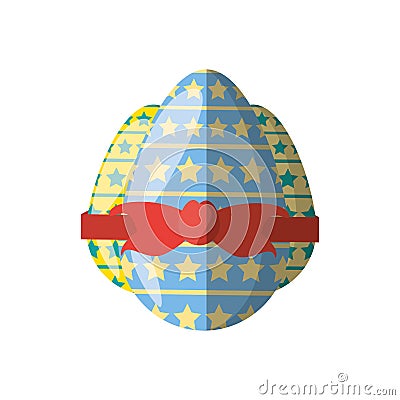 collection easter egg stars ribbon shadow Cartoon Illustration