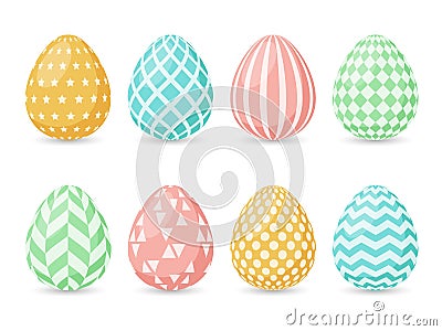 Collection of Easter eggs with different texture. Vector Illustration