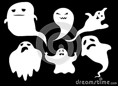 Flying halloween ghosts Vector Illustration