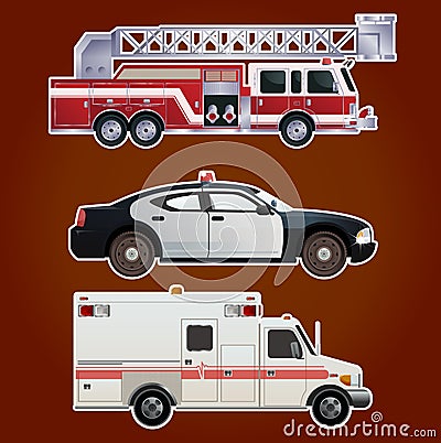 Collection of emergency cars Vector Illustration