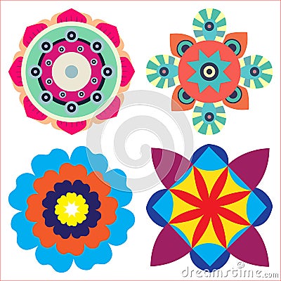 Collection of ethnic round patterns, mandal. Elements for design, vector Vector Illustration