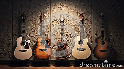 Collection of Exquisite Guitars Stock Photo