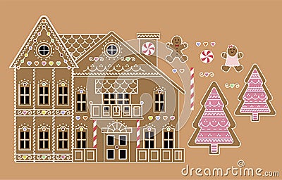 Collection of fabulous sweet Christmas houses Vector Illustration