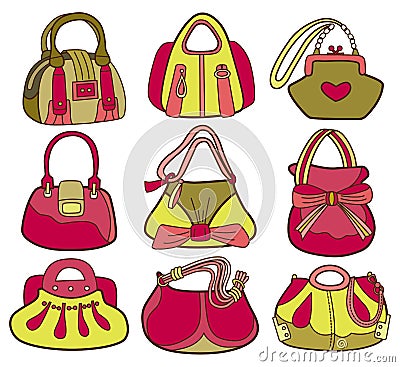 Collection of fashionable womens bags Vector Illustration